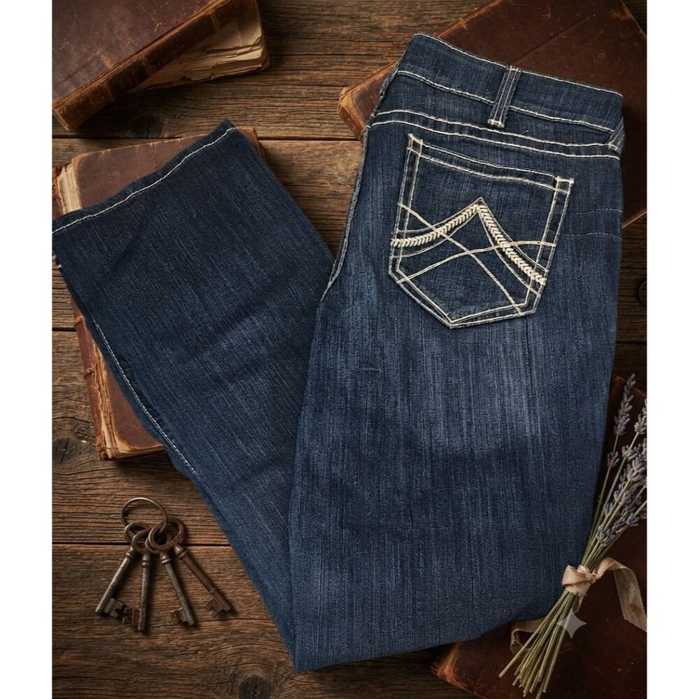 Ariat Real Denim Women’s 34R Mid Rise Straight Leg Jeans Dark Wash Western Fit